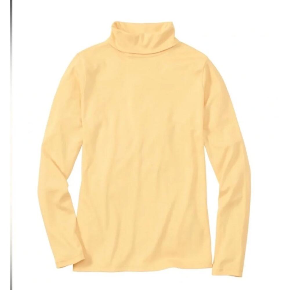 L.L. Bean Pima Long Sleeve Turtleneck | Sz S, Butter Yellow NWT
